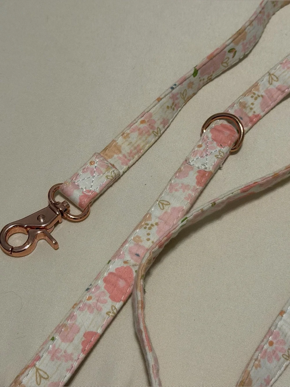 Collapsible Silicone Dog Travel Bowls in Pink & Grey with Pink Floral Dog Leash